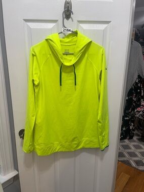 Nike Neon Yellow Hoodie with Dark Green Drawstrings